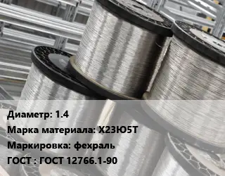Нихромовая проволока 1.4 Марка: Х23Ю5Т фехраль ГОСТ: ГОСТ 12766.1-90